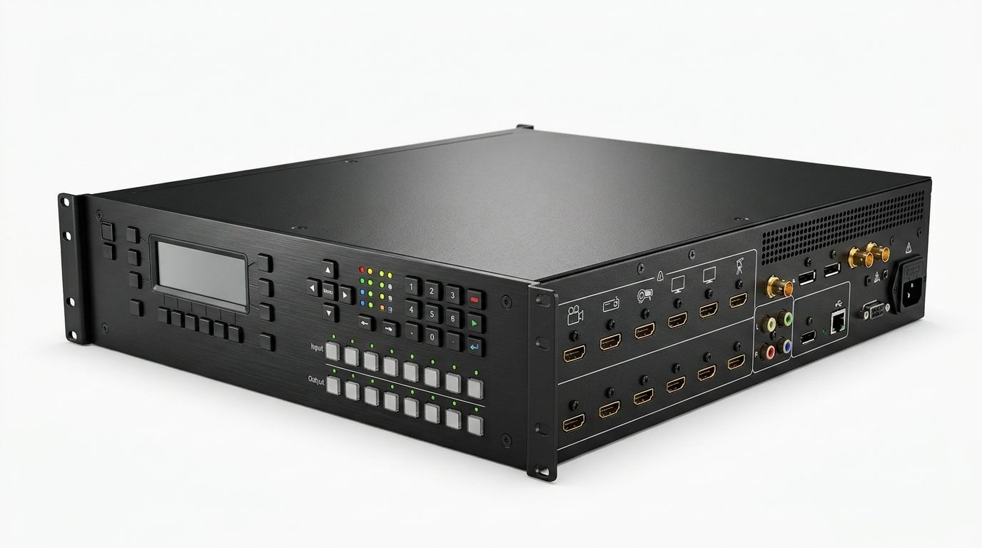 AV matrix switcher on display